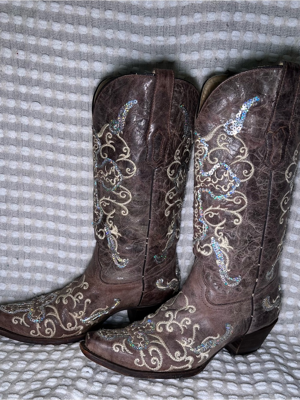 Corral A1187 Brown Embroidered Sequin Western Cowgirl Boots Size 10M
